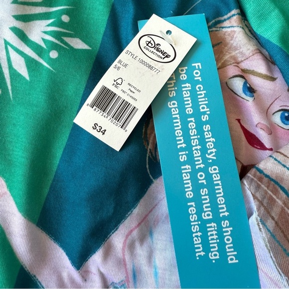 Disney Elsa Frozen crew neck long sleeve night shirt size 5/6 NWT - Picture 8 of 8